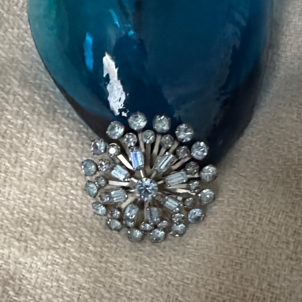 Vintage Blue Sapphire Rhinestone Broach